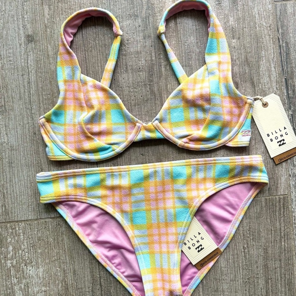 π₯π₯BILLABONG - CHECK PLEASE EMMA UNDERWIRE LOWRIDER BIKINI SETπ₯π₯ - Picture 1 of 10